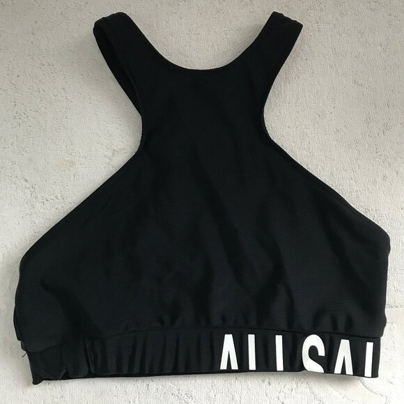 AllSaints Black Halter Swim Bikini Top Womens Small - Picture 1 of 7